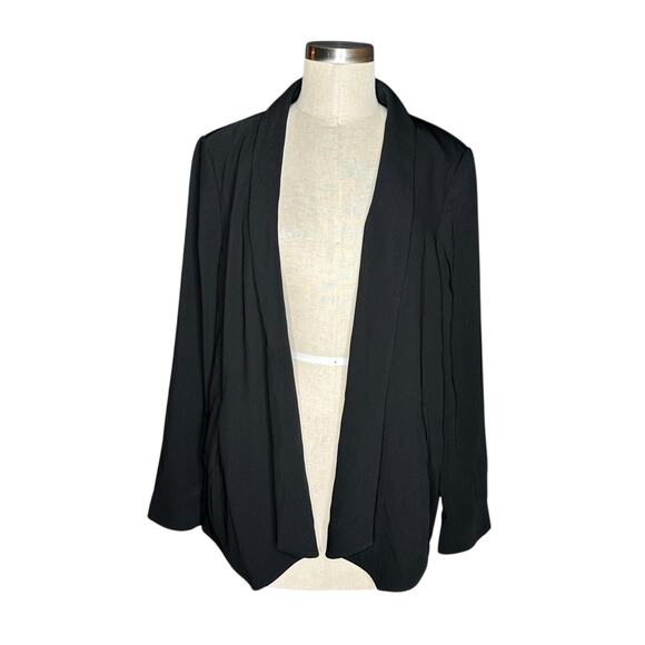 EILEEN FISHER Black Open Front Blazer Jacket Pockets Women's Size Large - Picture 1 of 8